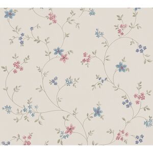 Vliestapete 'Maison Charme' Blumenranke creme/blau/rosa 0,53 x 10,05 m