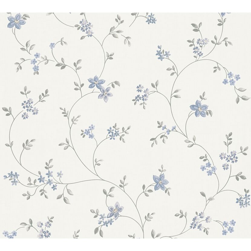 Blaue Blumenranken auf cremefarbenem Hintergrund