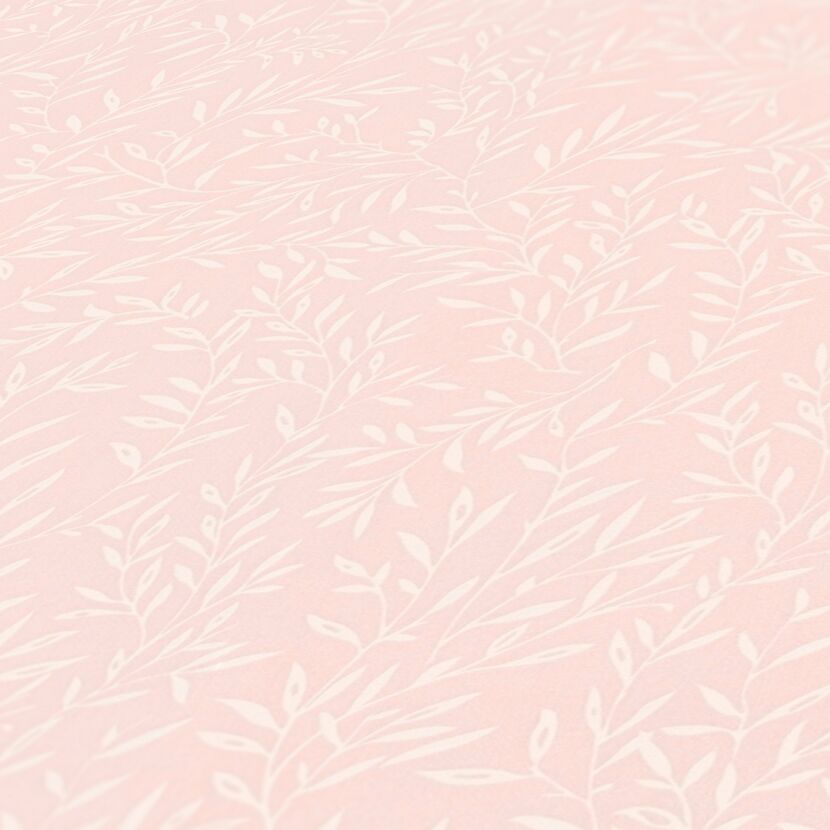 Vliestapete 'Maison Charme' feine Blätterranke rosa/weiß 0,53 x 10,05 m