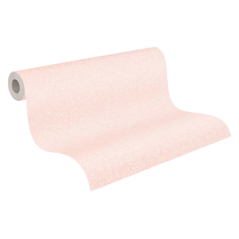 Vliestapete 'Maison Charme' feine Blätterranke rosa/weiß 0,53 x 10,05 m