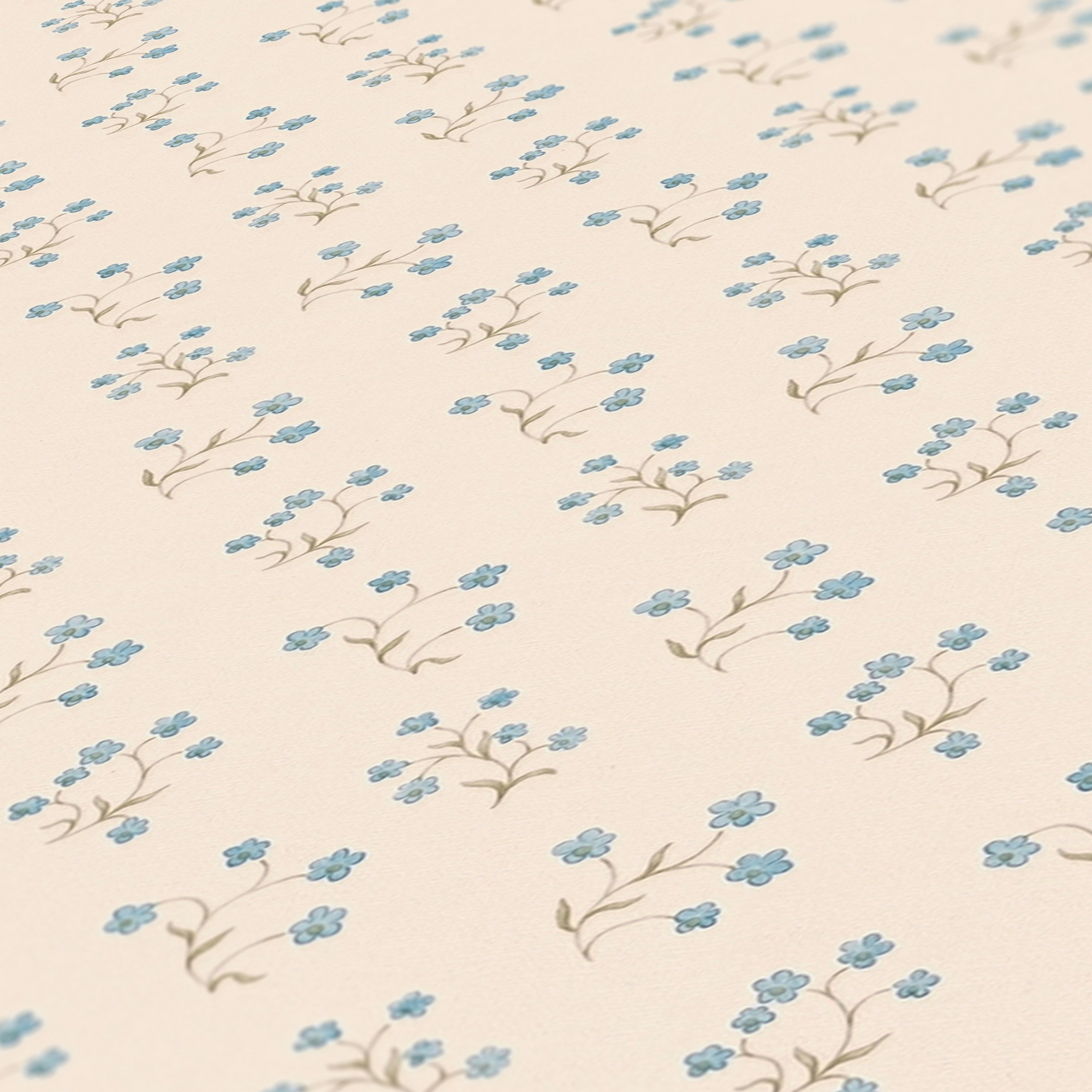 Vliestapete 'Maison Charme' kleine Landhausblumen blau/creme 10,05 x 0,53 m + product picture