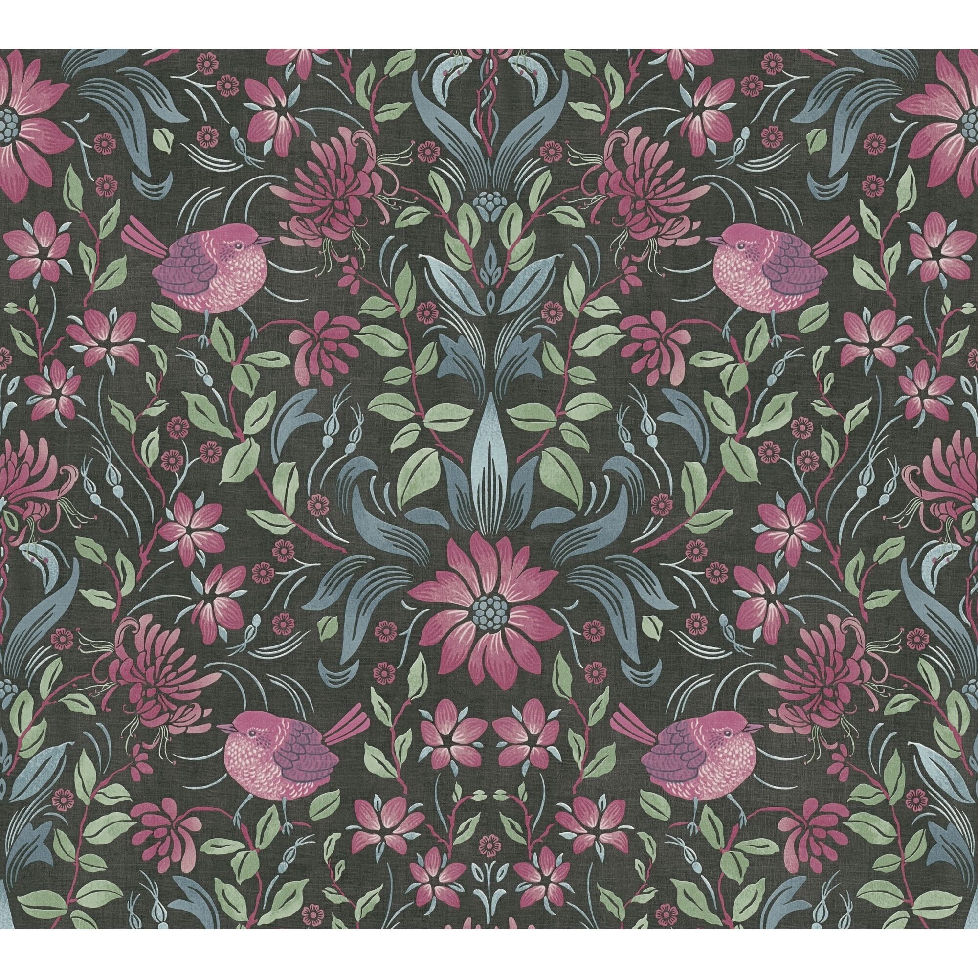 Dunkles florales Muster mit Vögeln