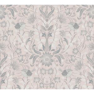 Vliestapete 'Maison Charme' opulentes Blumenmuster rosa/grau 0,53 x 10,05 m