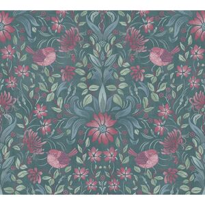 Vliestapete 'Maison Charme' opulentes Blumenmuster grün/rosa 0,53 x 10,05 m