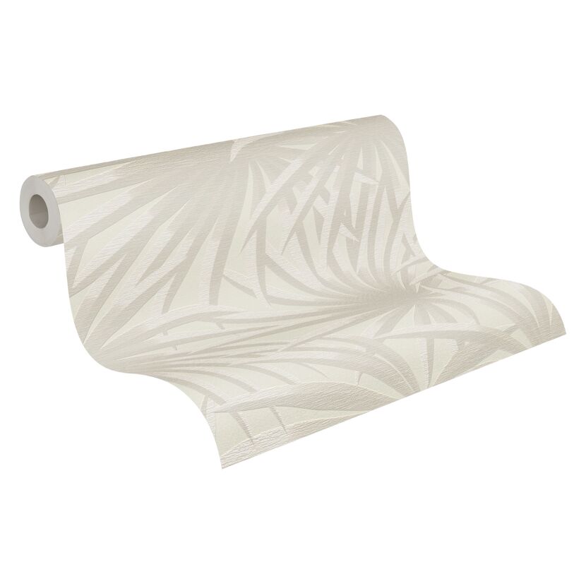Beige Palmentapete auf Rolle