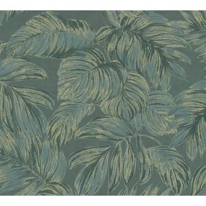 Vliestapete 'Casual Living' Dschungelblatt goldfarben/dunkelgrün 0,53 x 10,05 m