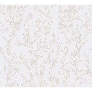 Vliestapete 'Casual Living' Floral hellgrau/weiß/silbern 0,53 x 10,05 m