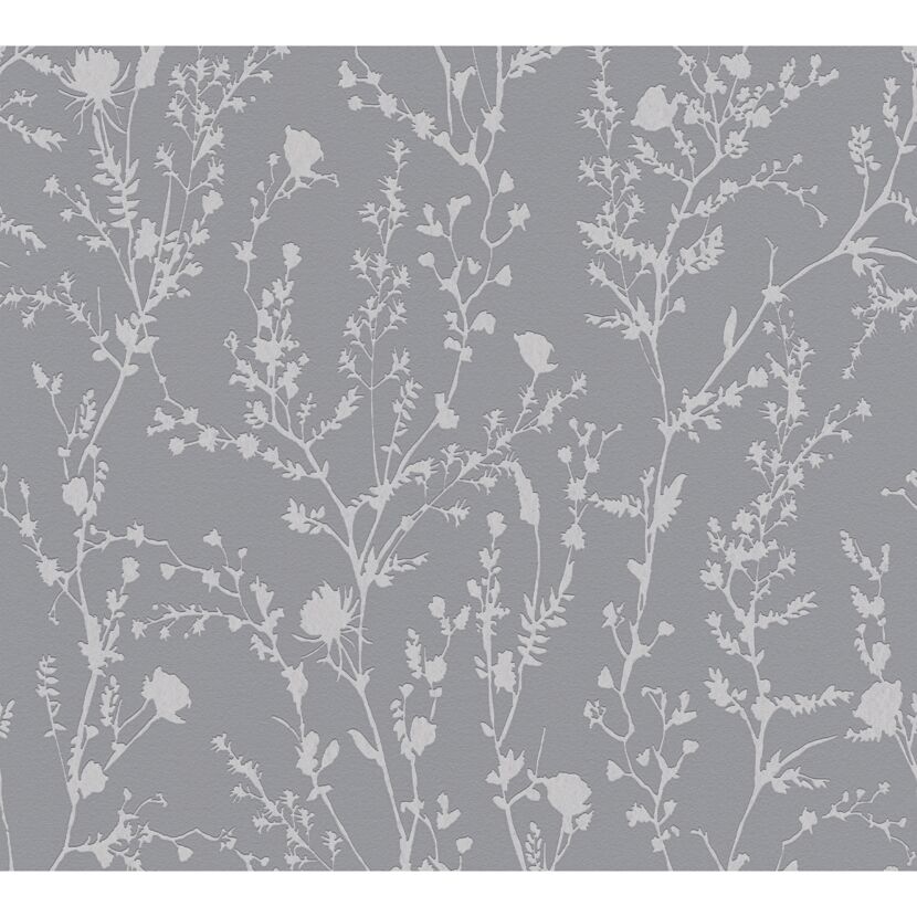 Graues Muster mit Pflanzen-Silhouetten