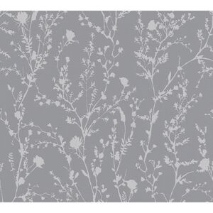 Vliestapete 'Casual Living' Floral grau/silbern 0,53 x 10,05 m