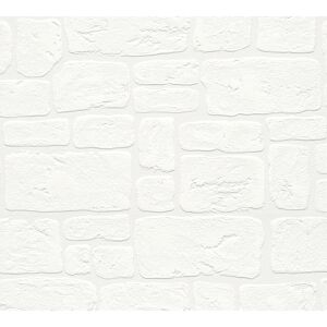 Papiertapete 'Elements' Steinoptik weiß 0,53 x 10,05 m