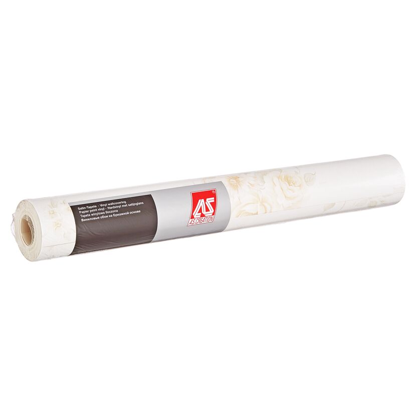 Beige Vinyltapete auf Rolle mit floralem Muster
