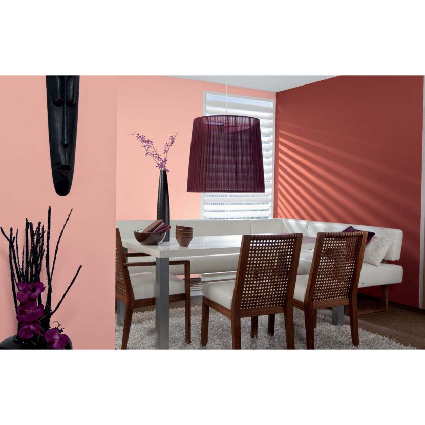 Esszimmer in Rosa und Rotbraun