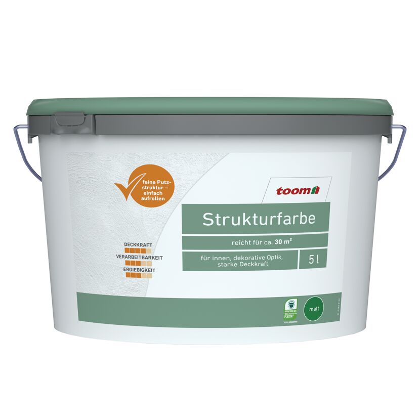 Weißer 5 l Eimer toom Strukturfarbe matt