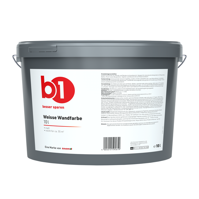 Bild von Wandfarbe weiß matt 10 l