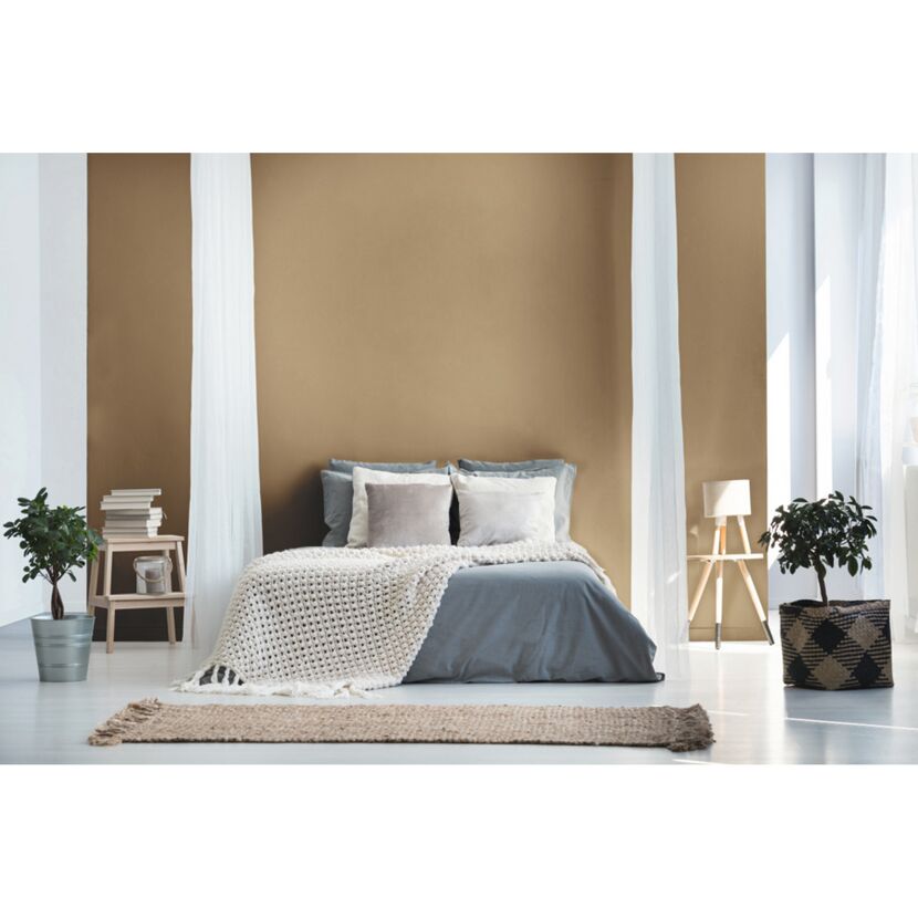 Schlafzimmer mit der Farbe Macchiato