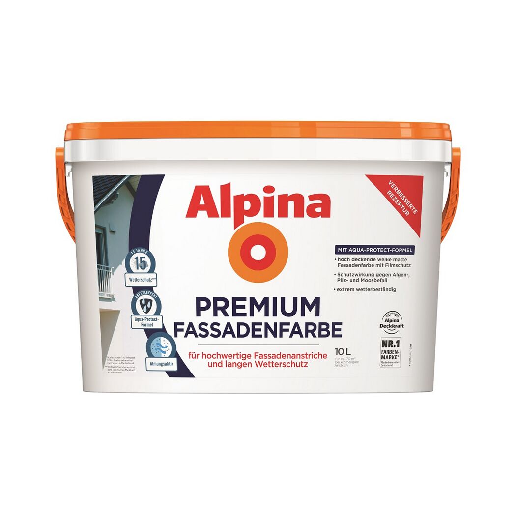 Alpina Premium Fassadenfarbe, 10 l Eimer