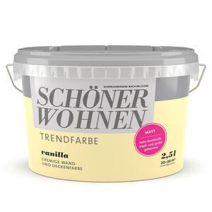 Wand- und Deckenfarbe Trendfarbe 'Vanilla' vanillegelb matt 2,5 l