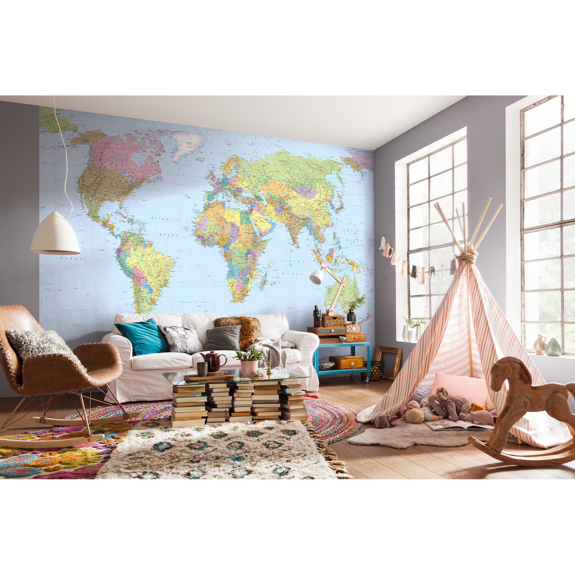 Vliesfototapete 'World Map' 368 x 248 cm + product picture