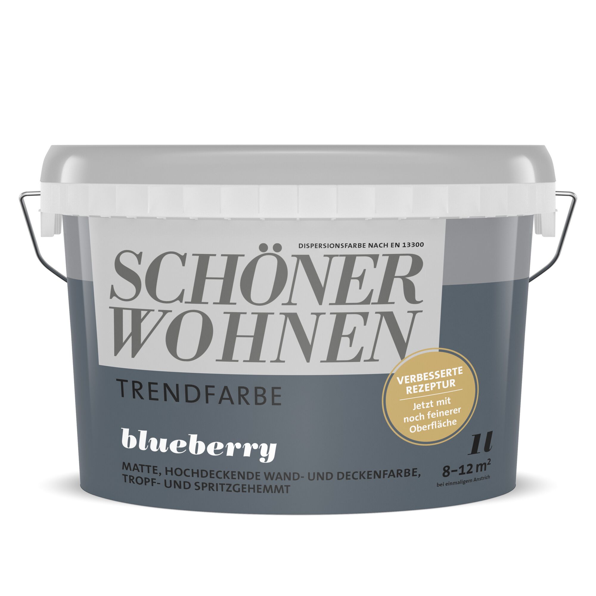 Eimer mit blauer Wandfarbe "Blueberry", 1 l