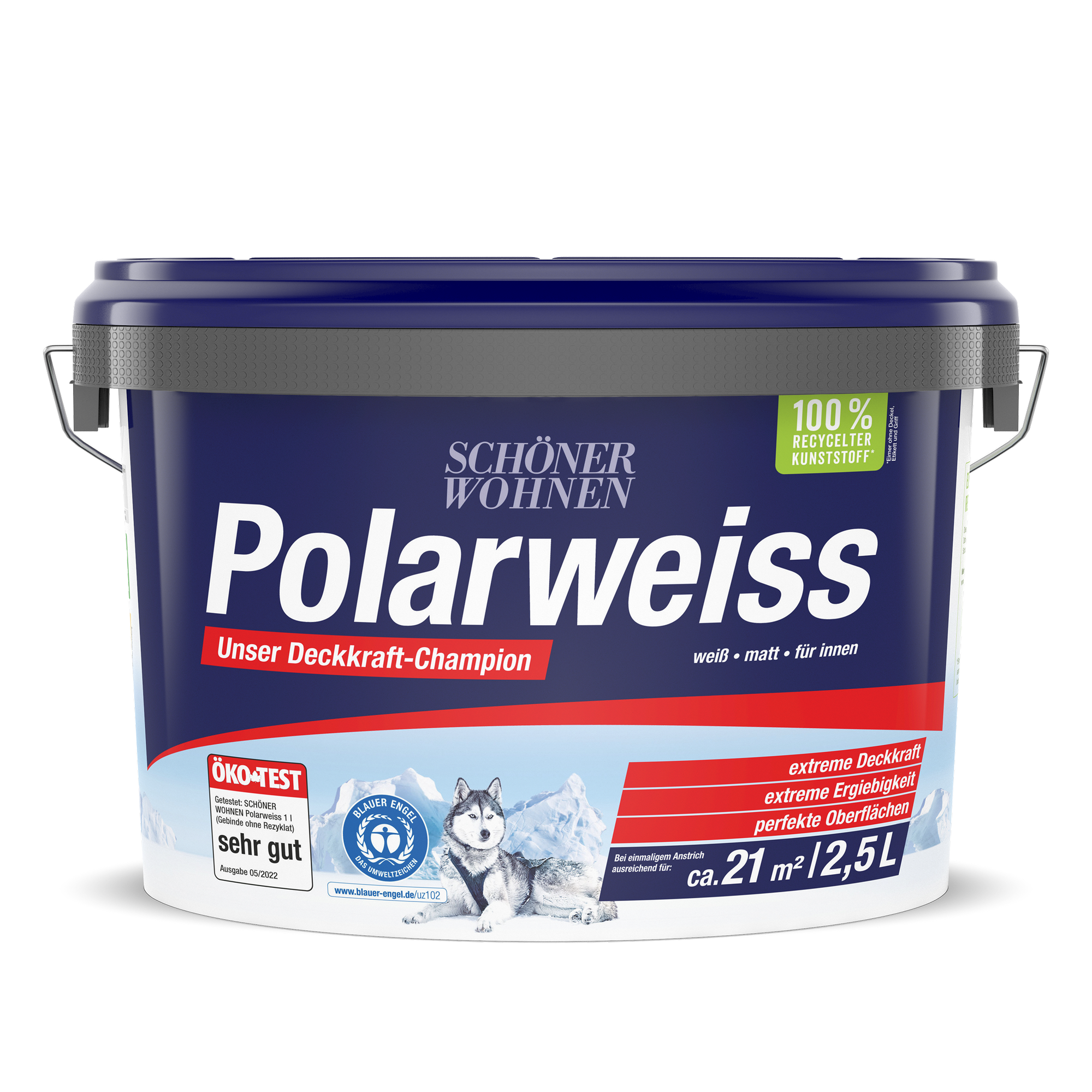 Wandfarbe 'Polarweiß' matt 2,5 l + product picture