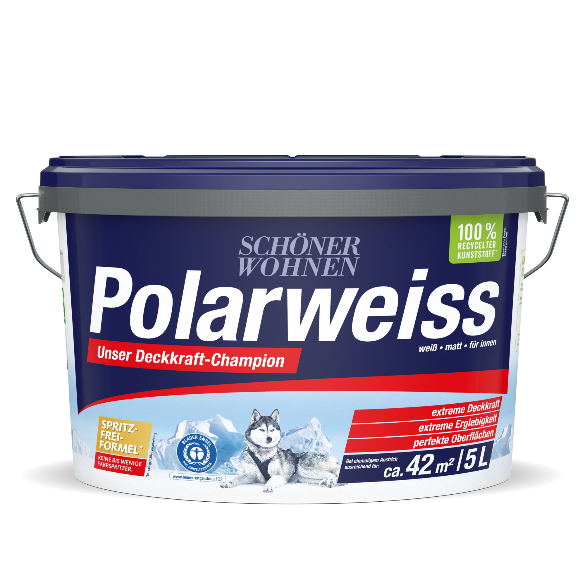 Wandfarbe 'Polarweiß' matt 5 l
