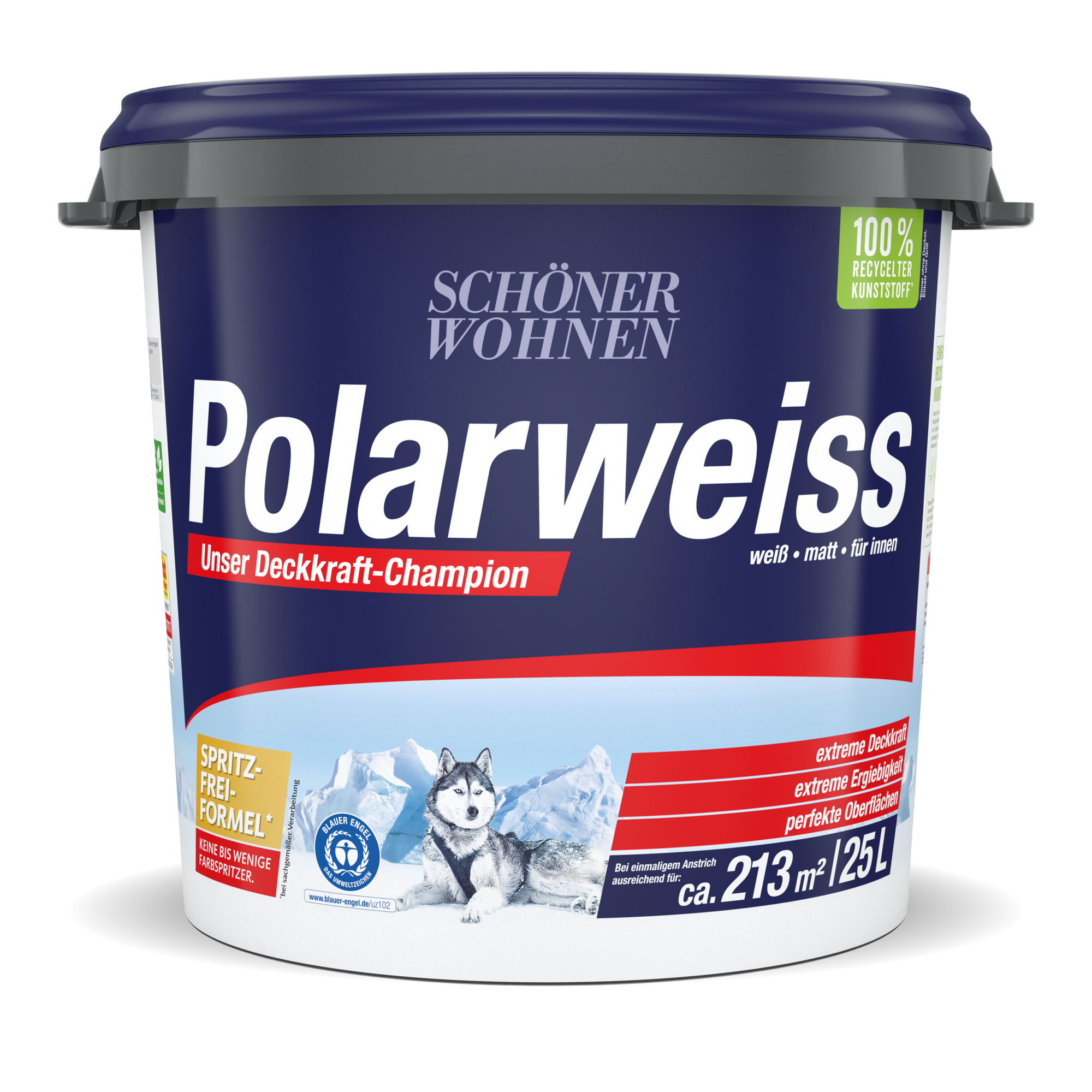 Wandfarbe 'Polarweiß' matt 25 l