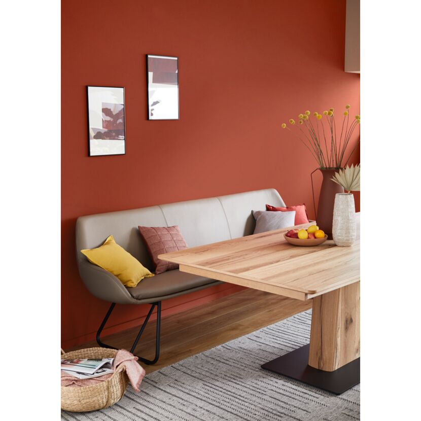 Esszimmer mit terracottafarbener Wand