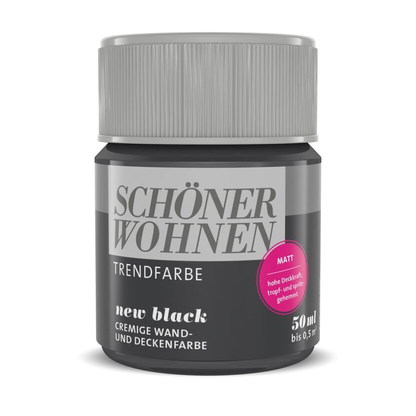 Schwarze Wandfarbe SCHÖNER WOHNEN Trendfarbe new black matt