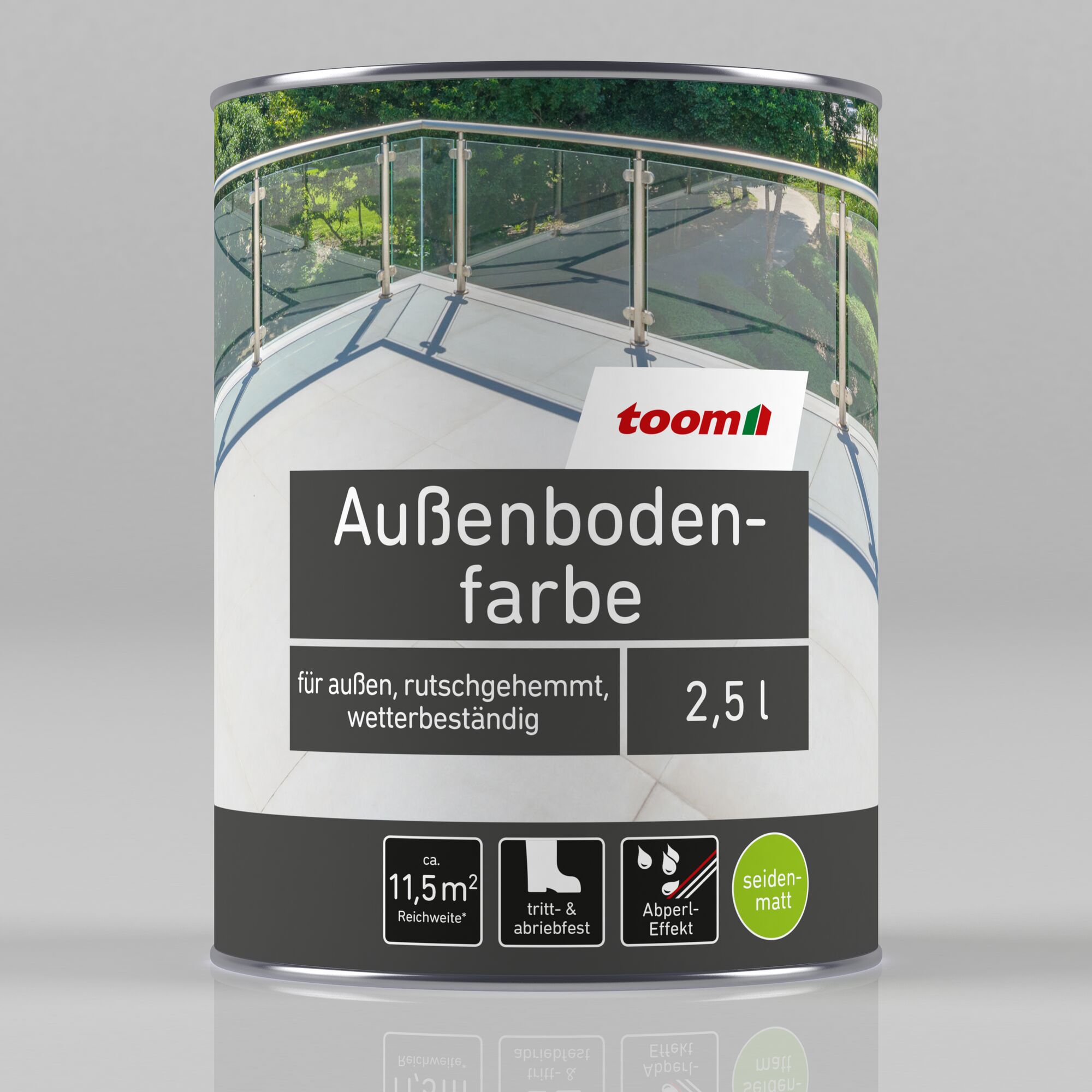 Dose Außenbodenfarbe auf Fliesen