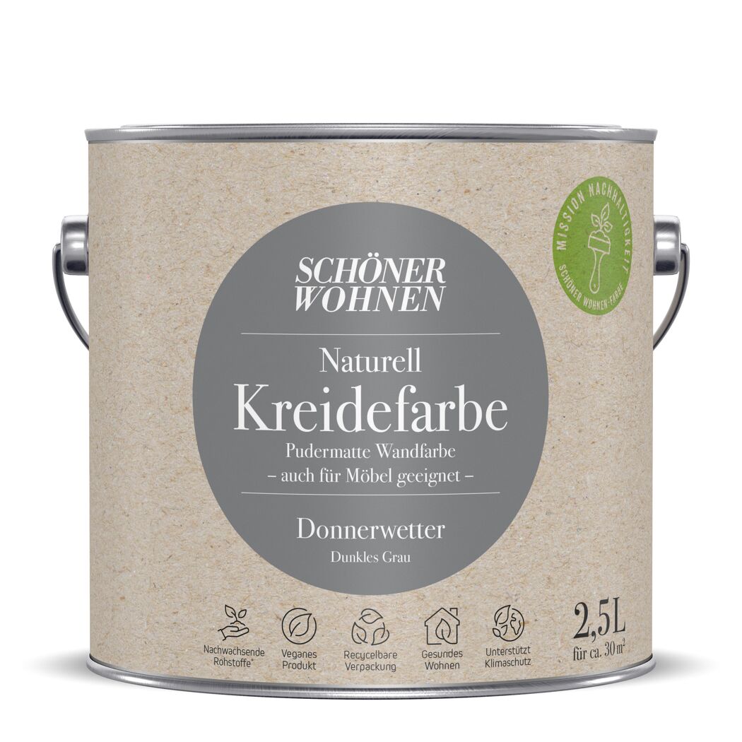 2,5 l Eimer SCHÖNER WOHNEN Naturell Kreidefarbe Donnerwetter