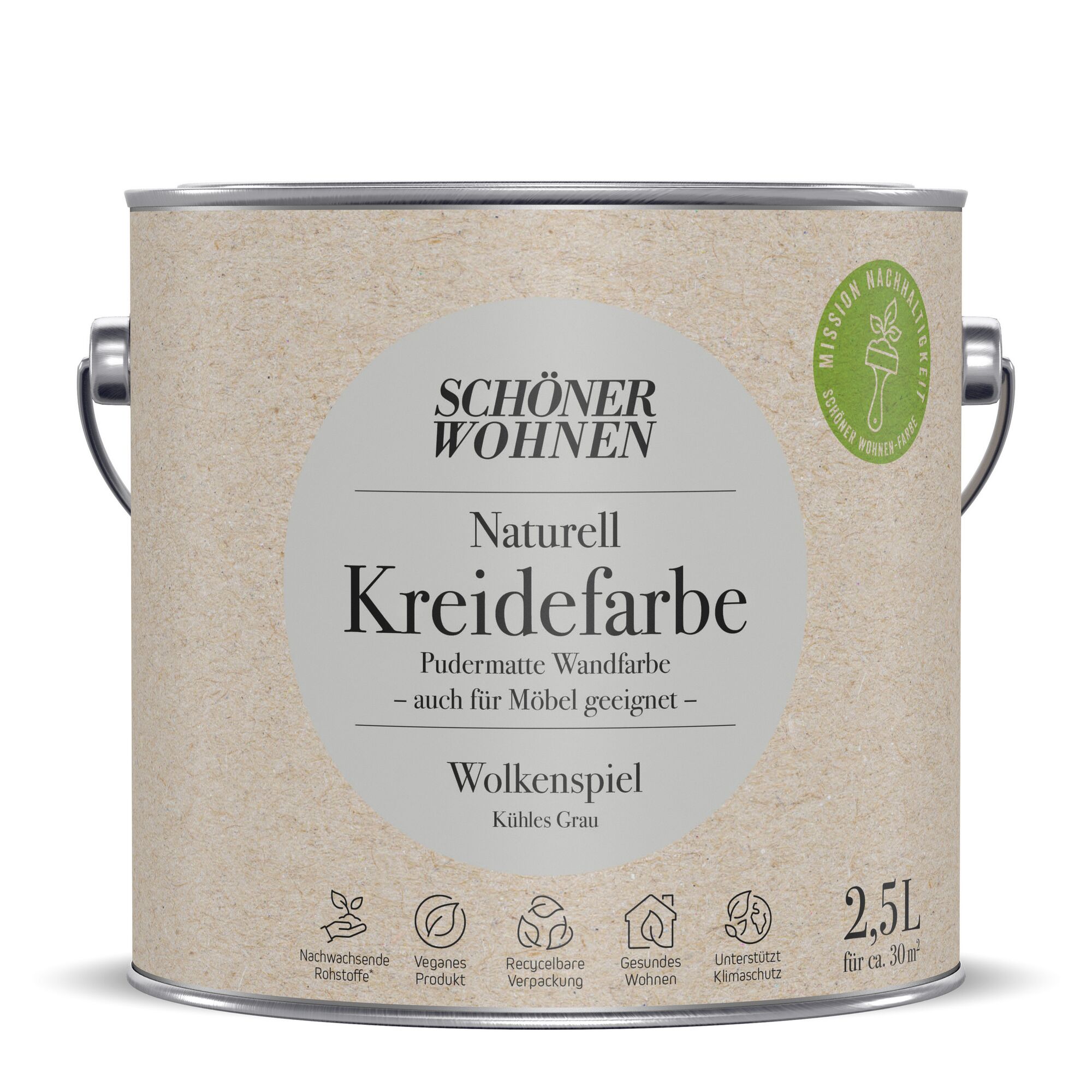 2,5 l Eimer SCHÖNER WOHNEN Naturell Kreidefarbe Wolkenspiel