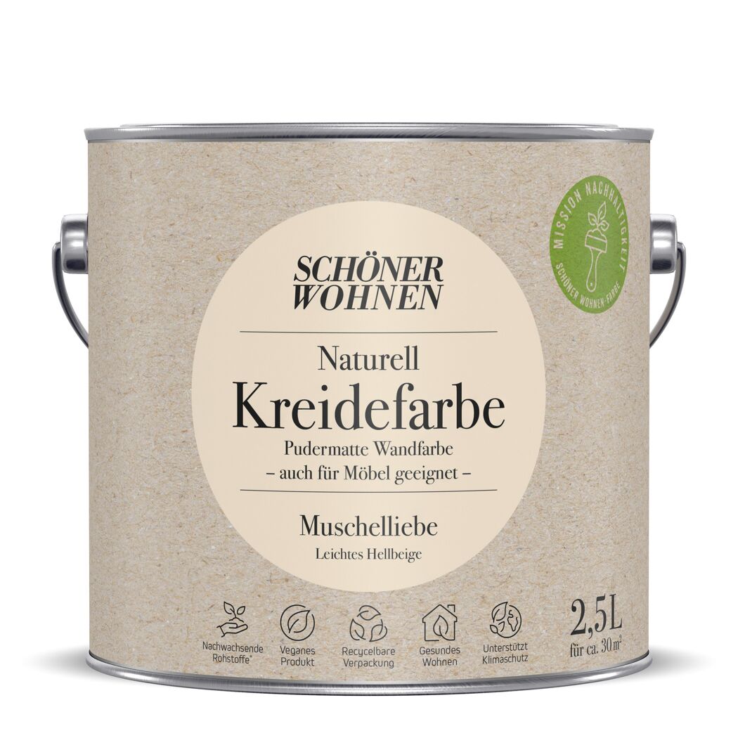 2,5 l Dose SCHÖNER WOHNEN Naturell Kreidefarbe Muschelliebe