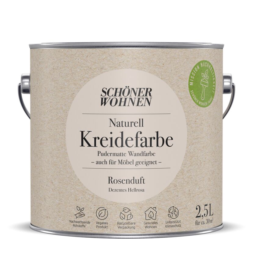 2,5 l Dose SCHÖNER WOHNEN Naturell Kreidefarbe Rosenduft