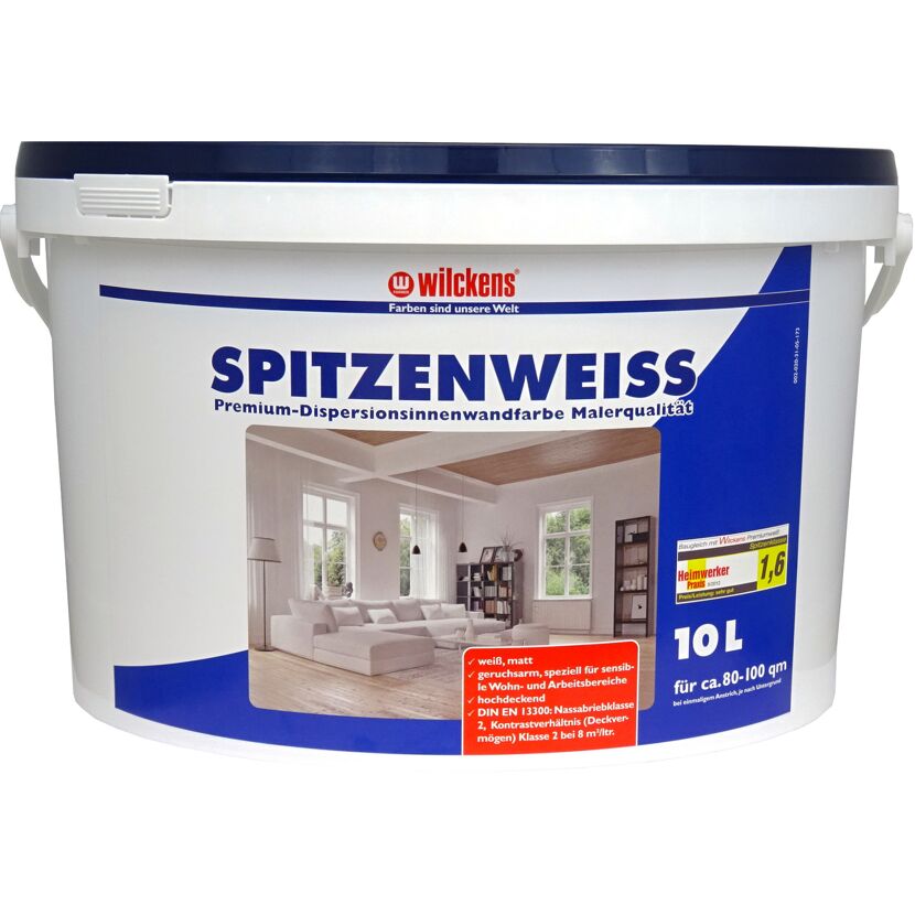 Eimer mit weißer Wilckens Spitzenweiss Farbe