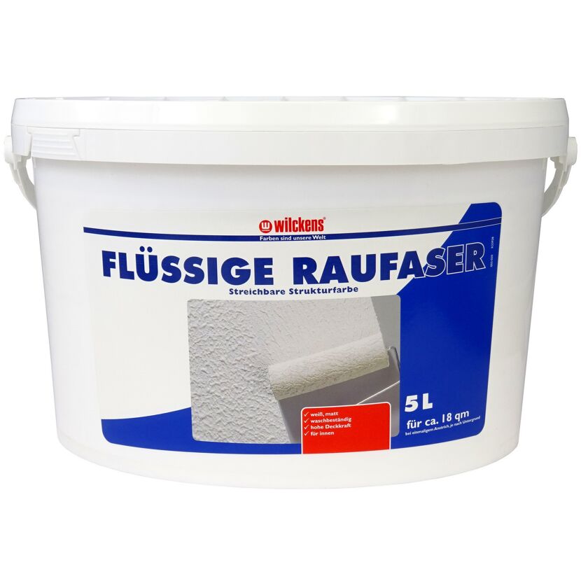 Eimer Flüssige Raufaser von Wilckens mit Farbrolle