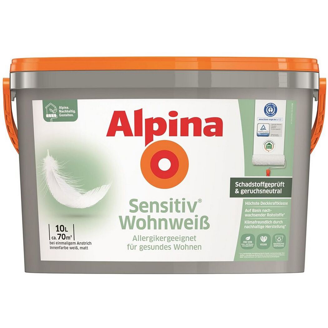 Eimer Alpina Sensitiv Wohnweiß, weiße Innenfarbe