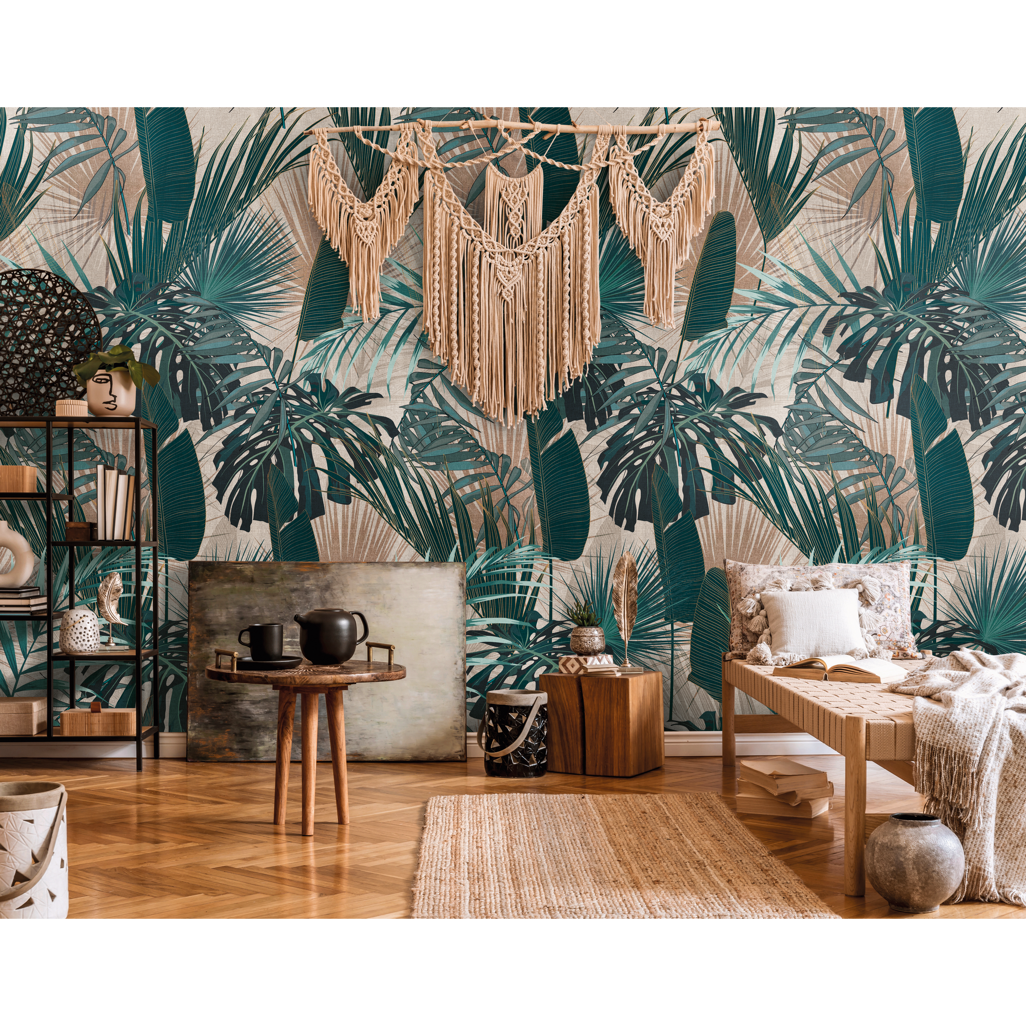 Vliestapete 'The Wall II' Monstera Blatt grün/beige 3-teilig 159 x 280 cm + product picture