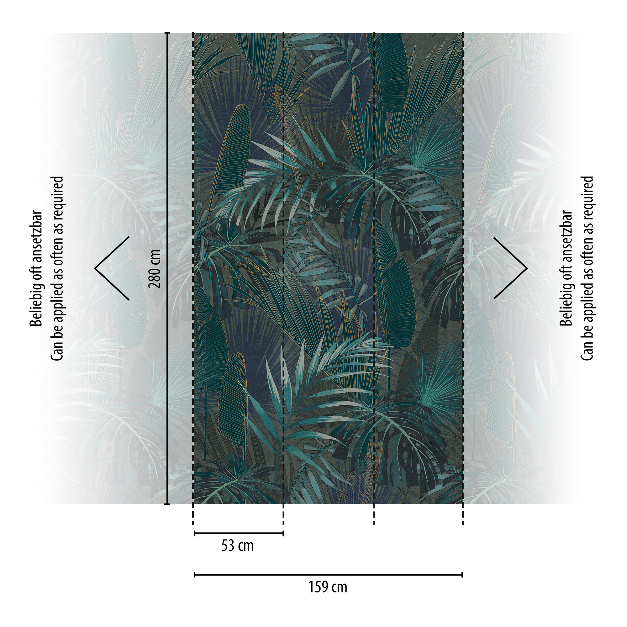 Vliestapete 'The Wall II' Monstera Blatt grün 3-teilig 159 x 280 cm + product picture