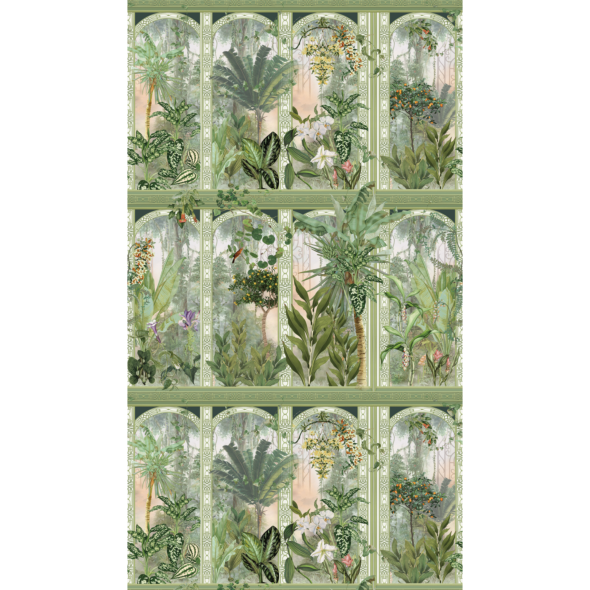 Vliestapete 'The Wall II' Fenster floral grün 3-teilig 159 x 280 cm + product picture