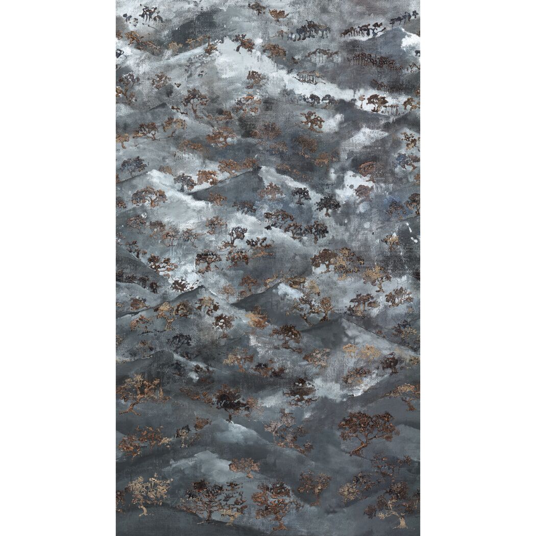 Graue Berglandschaft mit Bäumen