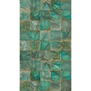 Vliestapete 'The Wall II' Glasbausteine grün 3-teilig 159 x 280 cm