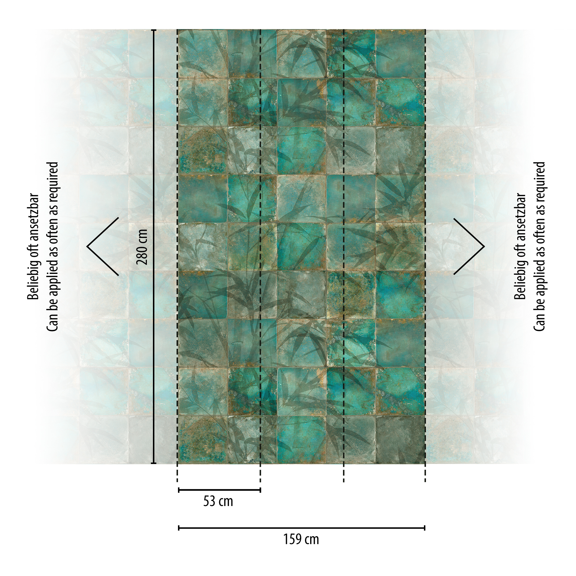 Vliestapete 'The Wall II' Glasbausteine grün 3-teilig 159 x 280 cm + product picture