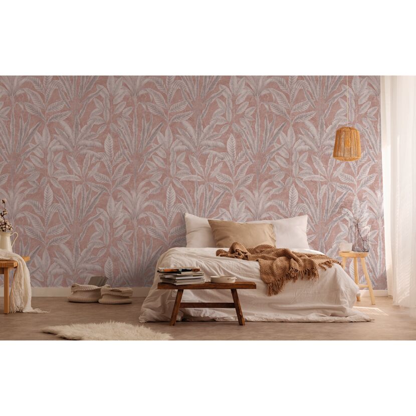 Schlafzimmer mit Blumentapete