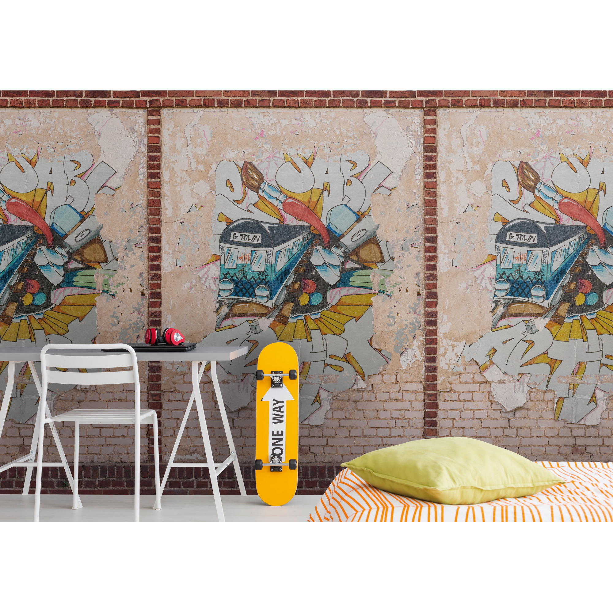 Vliestapete 'The Wall II' Stein Graffiti bunt 3-teilig 159 x 280 cm + product picture