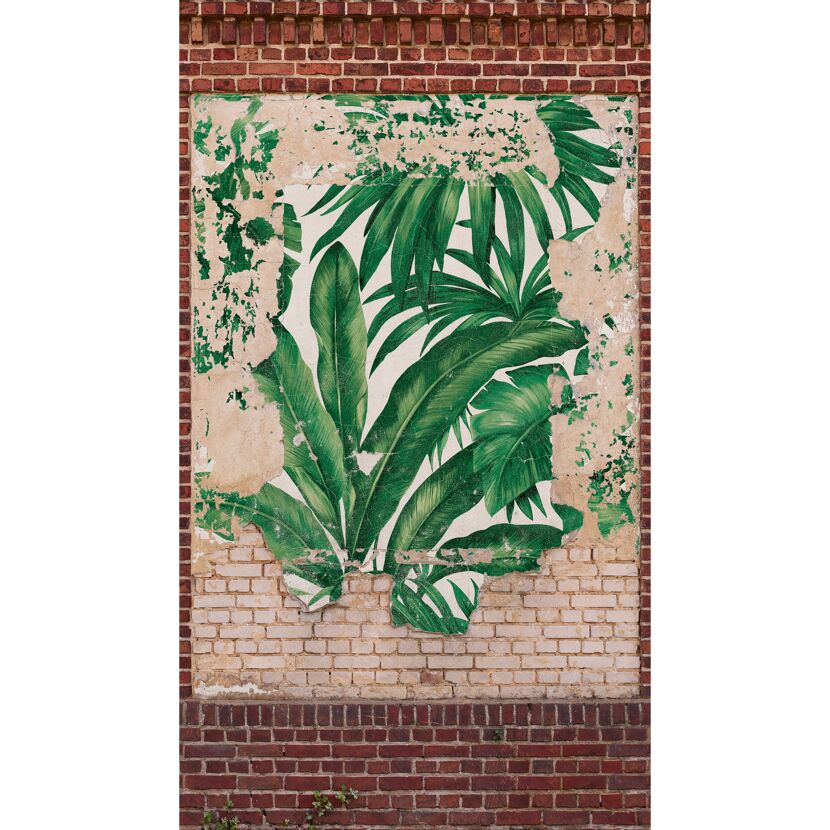 Vliestapete 'The Wall II' Stein Palme grün 3-teilig 1,59 x 2,80 m