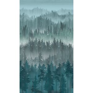Vliestapete 'The Wall II' Wald aquarell blau 3-teilig 159 x 280 cm