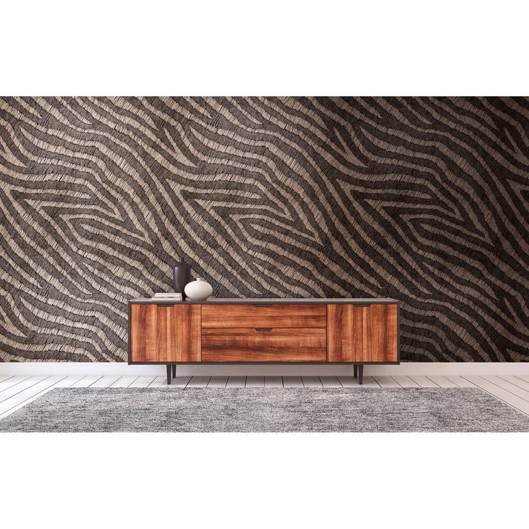 Vliestapete 'The Wall II' Zebramuster braun 3-teilig 1,59 x 2,80 m