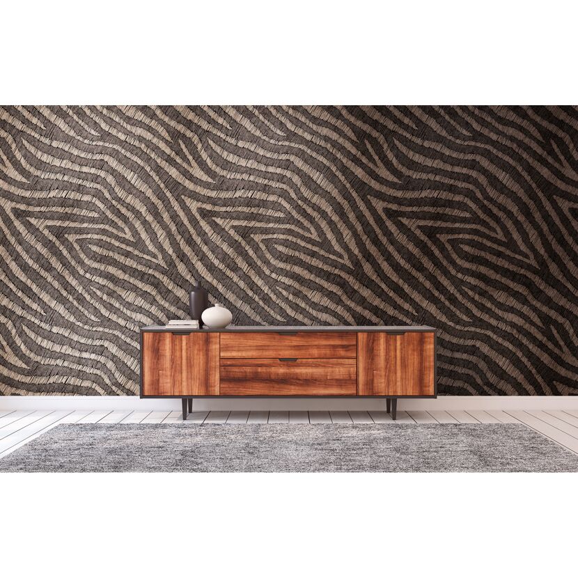 Vliestapete 'The Wall II' Zebramuster braun 3-teilig 1,59 x 2,80 m