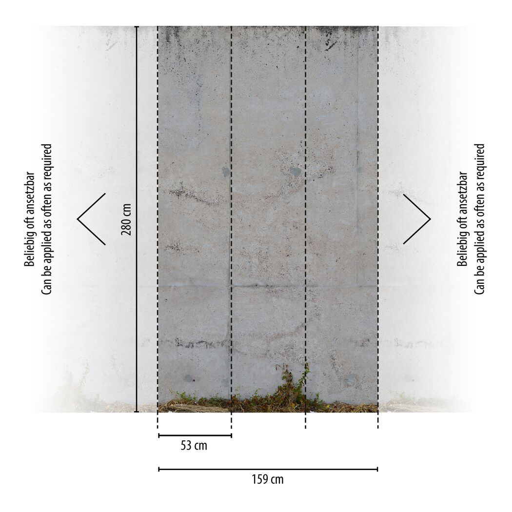 Betonwand Fototapete mit Maßen