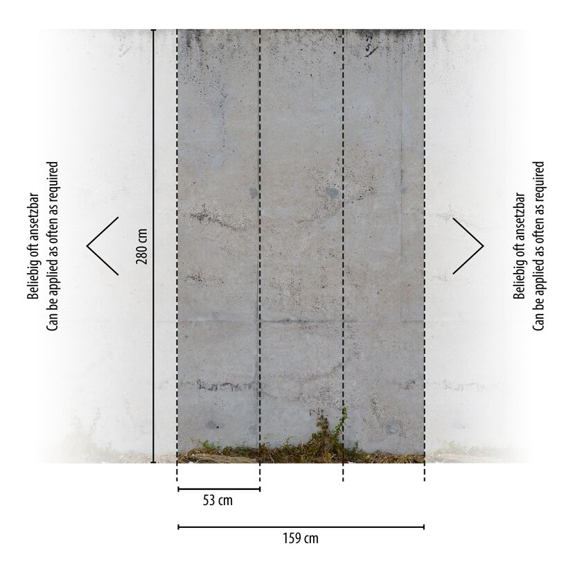 Betonwand Fototapete mit Maßen